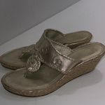 Jack Rogers  Old Money Designer Marbella Mid Wedge Sandals Gold Leather Shoes 10M Photo 5