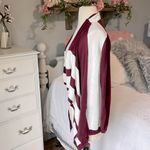 YA Los Angeles Cardigan Maroon White Waterfall Flowy Womens Small Photo 3