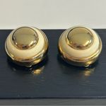 Lanvin Paris Vintage Button Gold and Cream Clip Earrings Photo 3