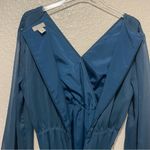 J.Crew Point Sur Tiered Sheer Sleeve Faux Wrap Lurex Dress Blue Green Size 10 Photo 8