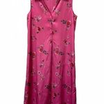 Vintage Pink Satin Floral Nightgown Slip Dress Button Front Large Photo 0