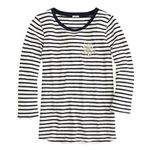 J.Crew  08892 Painter Tee Shirt Jeweled Brooch Stripe Black/White‎  Cotton… Photo 0