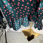 Queen B Maternity London Polka‎ Dot Satin Maxi Dress Teal Red Ruffle Hem Size 16 Green Photo 4