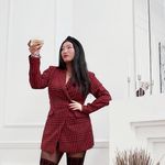 ZARA Red Houndstooth Jumpsuit Dress Photo 3