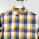 Old Navy Men’s  Regular Fit Vintage Flannel Yellow And Blue, 100% Cotton, Small Photo 1