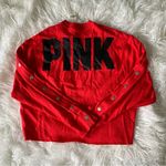PINK - Victoria's Secret VS PINK Logo silver snap bright pink cropped sweatshirt top Photo 1