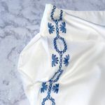 Foxiedox New Embroidered Cropped Pants Spellgirl Culottes White Blue Size Medium Photo 11