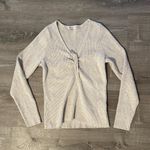 Madewell Women’s Ibiza V Neck Cinch Front Slim Long Sleeve Ribbed Pullover Sz XL Photo 6