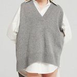 Storets Lyla Oversized Knit Sweater Vest Beige Tan Brown Photo 1