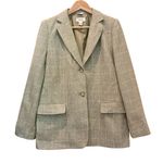 Talbots Vtg Talbot’s Blazer 100% Silk Plaid Houndstooth Grey Size 14 Petite Photo 0