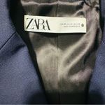 ZARA Navy Blue Tailored Wool Blend Lapel Collar Long Sleeves Luxury Blazer Sz M Photo 14