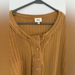BKE  Knit Waffle Shirt Button Down Henley Long Sleeve Top Brown Size XXL Hippie Photo 3