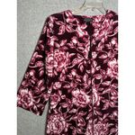 Miss Elaine Medium House Coat Robe Floral Womens Velour Zip Pink Burgundy Photo 2