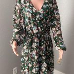 Pretty Garden Flower Floral Long Sz XL Long Sleeve Flowy Dress Boho Chic #44 Green Photo 9