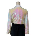 NWOT VENUS Iridescent Pastel Sequin Blazer Jacket Sparkly Party Holiday Glam S White Photo 3