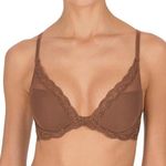 Natori Feathers Plunge T-Shirt Bra in Cinammon Brown Contour Lace Size 34DD Photo 0