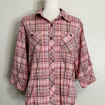 Woolrich  Pink Plaid Geranium 3/4 Sleeves Button Down Shirt, Size MP Photo 0