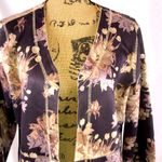 Chelsea & Violet Chelsea & Theodore faux leather/suede deep purple w/floral open jacket Size L Photo 3