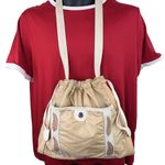 VTG 70s Retro Fall Leaves Tan Nylon Shoulder Bag Canvas Strap Women’s Medium Bag Photo 0