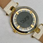 Burgi diamond dial Swiss quartz women gold tone watch 37mm leather band running Photo 3