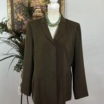 Le Suit  Women Long Sleeve Lined Lapel Notch Blazer Olive Green 12 Hidden Button Photo 0