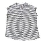 Pleione Short Sleeve Blouse w White/Black Geo Pattern Dolman Sleeves Career - M Photo 0