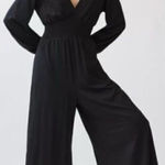 Anthropologie Anthro Hutch Black Long Sleeve Jumpsuit M Smocked Waist Wide Leg Dressy Outfit Photo 0