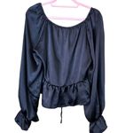 Top Shop Black Satiny Puffed Sleeve Blouse Size 10 Photo 11