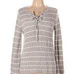 Old Navy striped tan and white coastal knit flare sleeve Photo 2