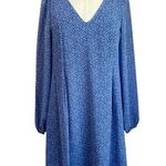INC Blue Polka Dot Dress Long Sleeve Retro Size M Size M Photo 1