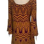 J&M CLOTHING Gameday DRESS Size S Bell Sleeve PURPLE GOLD Yellow JM Photo 0