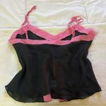 Y2K Vintage Mesh Transparent Top Pink Black Bow Lingerie Small Medium Photo 2