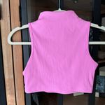 Year Of Ours  ribbed tank crop top workout sports bra barbie pink high mock neck Photo 3