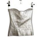 ZARA  Top Womens Small Silver Metallic Strapless Sweetheart Bodycon Side Zip Photo 1