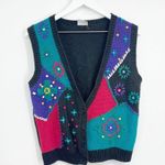 Vintage 90s Floral Cottagecore Sweater Vest SZ S Grandma Sweater Photo 2