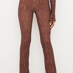House Of CB ERIN CHOCOLATE PRINT MESH FLARED TROUSERS sz S Photo 0