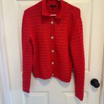 Talbots  Textured Polo Cardigan Red Size Medium Photo 1