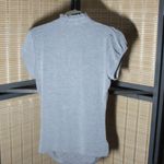 HeartSoul Black & White Cap Sleeve Shirred Blouse with Keyhole Front Size L Photo 3