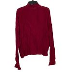 Glam Long Sleeve Ruffled‎ Mock Neck Slouchy Button Up Shirt Women Large NWT Red Photo 7