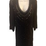 French Connection  Beaded Shift Dress Sheer Back Navy Blue Size 8 Party E… Photo 0
