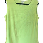 Vintage Womens Blouse Size XL Lime Green Stretchy Knit Sparkle Bling USA Made Photo 0