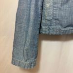 J. Crew Blue Chambray Denim Snap Zip Up Hooded Plaid Lining Bomber Jacket Size 6 Photo 5