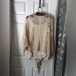 Democracy  Crochet Lace embroidery Boho Blouse top front tie sz L oversized Photo 8