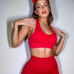 Beaufident Workout Set 2 Piece Seamless High Waist in Red Size Medium Photo 2