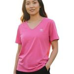 Umbro Shirt Womens Medium Pink V-Neck Short Sleeve Athletic T-Shirt Tee Logo Photo 0