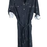 Hutch  Womens Shirt Dress Origami Bird Button Front Roll Tab Sleeve Black 0X Photo 0