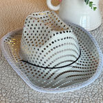 🌺 White Women's Cowboy Hat with Brim lined with Blinking lights Silver Photo 0