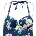 Janela Bay Riverwalk Floral Bra Top Tie Back One Piece Swimsuit Blue Pink Small Photo 2