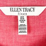 Ellen Tracy  Pink Coral Linen Blend Flap Chest Pockets 1/2 Zipper Top Medium Photo 2