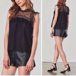 BB Dakota Roslyn Swiss Dot Top - Black Sheer Lace Ruffle Tank - Small Photo 1
